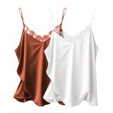 Camisola Ekouaer, Seda Acetinada, Alça Espaguete, Feminina, Branca, Gg
