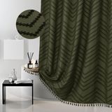 Cortina De Chuveiro Siiluminisoy Boho Verde Oliva 180x200cm Com Borla