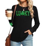 Camisa Feminina Ithalt St Patricks Day Lucky Irish Shamrock Green