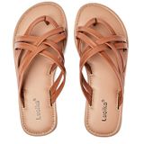 Sandálias Planas Luoika Femininas De Grande Largura, Chinelo, Bronzeado, Tamanho 42