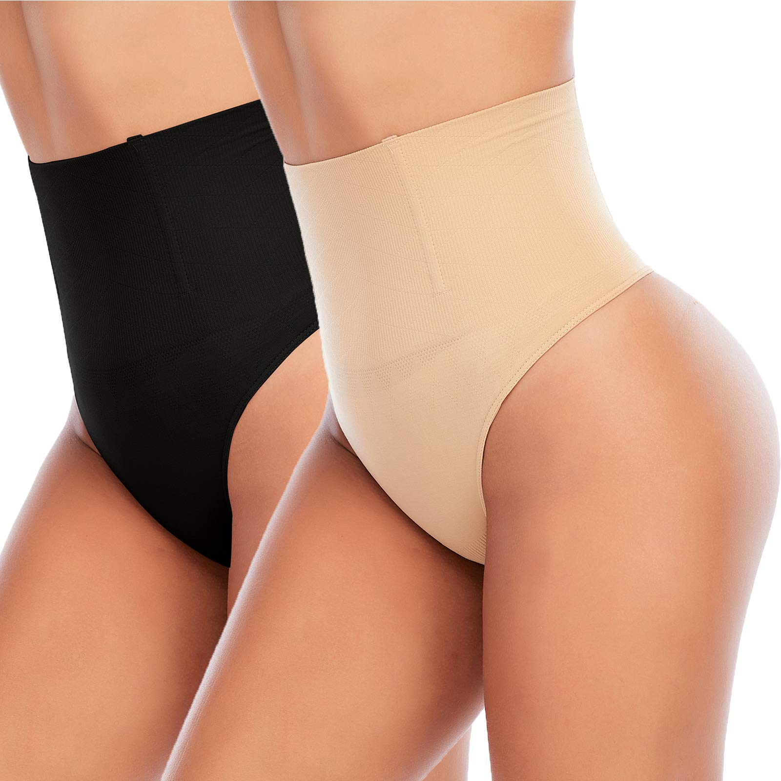 Tanga Shapewear Werena Tummy Control Para Mulheres, Pacote Com 2 Unidades, Preta+bege