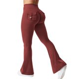 Leggings Yeoreo Brittany Flare Com Bolsos Para Mulheres Burgundy L