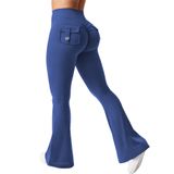 Leggings Yeoreo Brittany Flare Com Bolsos Femininos Em Azul Profundo S