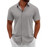 Camisa Coofandy Tropical Hawaiian Para Homens Cinza Claro, Grande E Alta