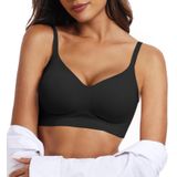 Sutiã Feminino Oeak Push Up Sem Fio, Decote Em V, Sem Costura, Preto L