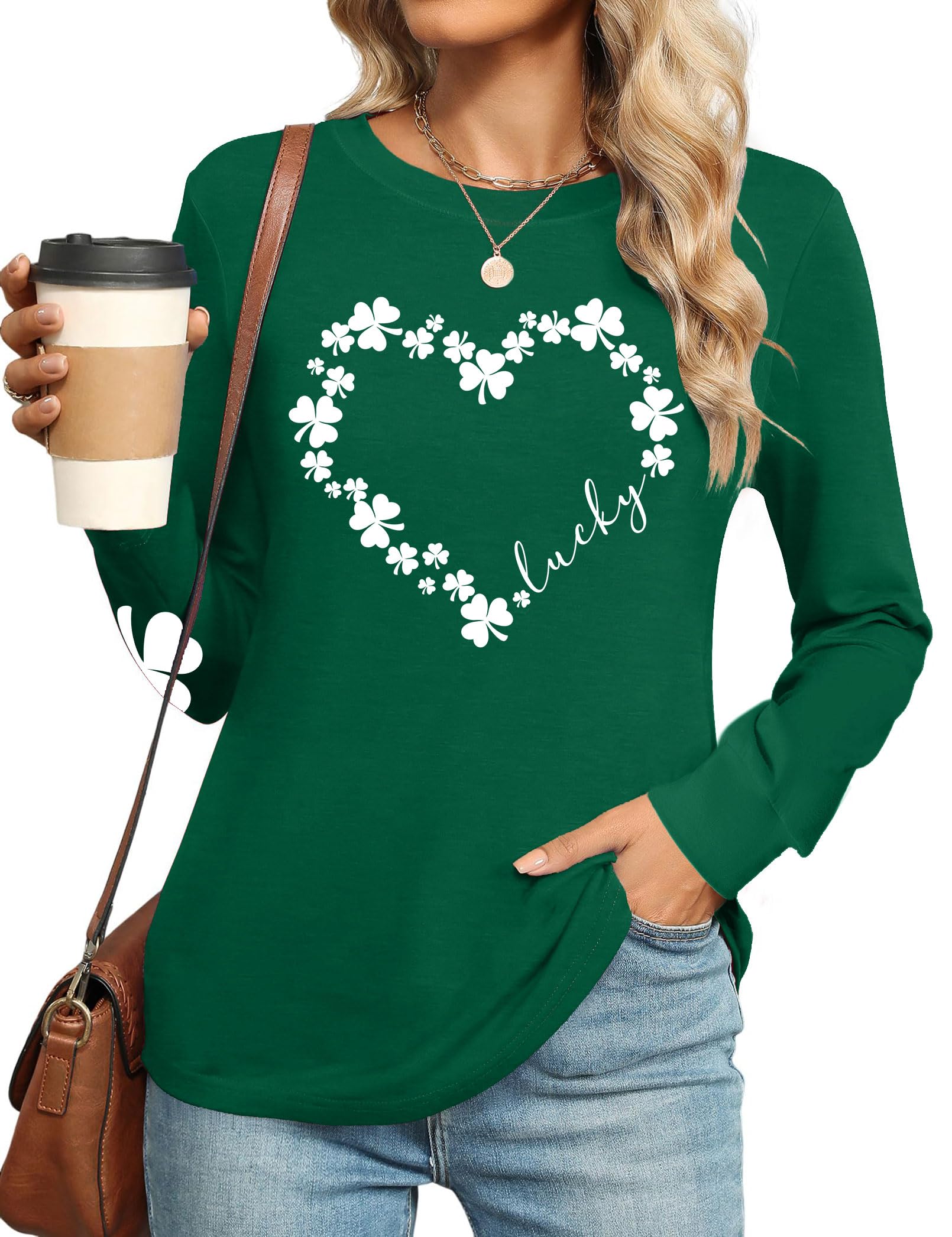 Camisa Feminina Ithalt St Patricks Day Lucky Irish Shamrock Green