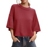 Suéter De Manga Curta Saodimallsu Summer Oversize Red Women