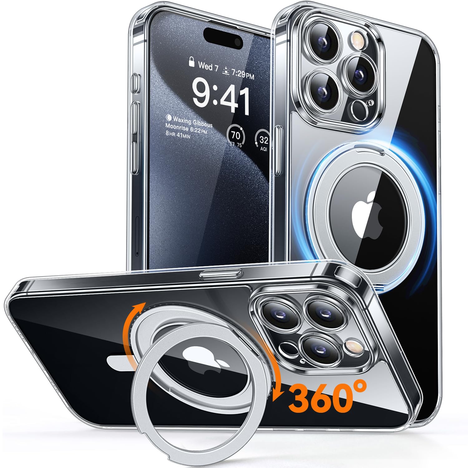 Capa Para Celular Canshn 360° Spin Magnetic Stand Iphone 15 Pro Max