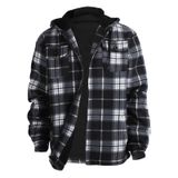Jaqueta Gary Com Heavy Thick Xadrez Flannel Sherpa Fleece Masculina