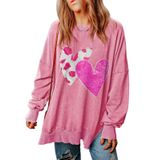 Moletom Feminino Shewin, Moda Outono, 2024, Gola Redonda, Coração Rosa