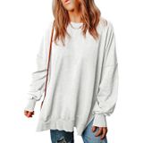 Moletom Feminino Shewin, Casual, Gola Redonda, Pulôver De Lã, Branco