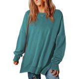 Moletom Feminino Casual De Manga Comprida Shewin Azul Lago