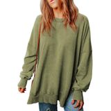 Moletom Feminino Shewin, Casual, Gola Redonda, Pulôver De Lã, Verde