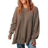 Moletom Feminino Shewin, Moda Outono, 2024, Café Com Gola Redonda