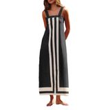 Vestido Ailoqing 2025 Feminino Boêmio Floral De Verão, Praia, Preto