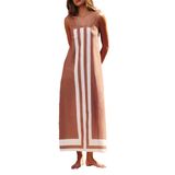 Vestido Ailoqing 2025 Feminino, Boêmio, Floral, De Verão, Bloco De Cores