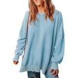 Moletom Feminino Shewin, Casual, Gola Redonda, Pulôver De Lã