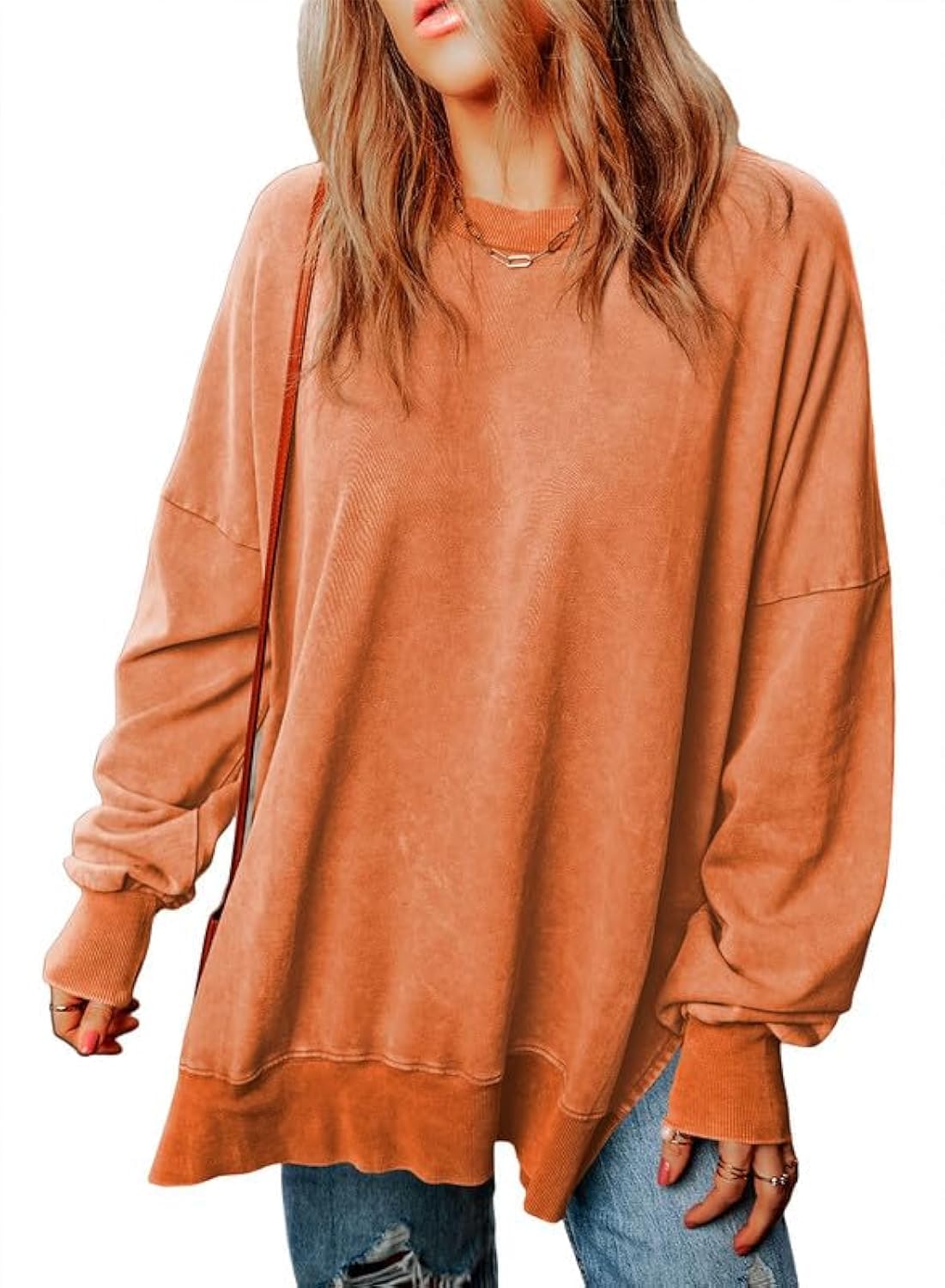 Moletom Shewin Oversized Para Mulheres, Folgado, Laranja, 2gg