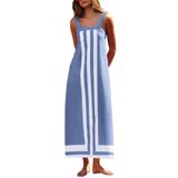 Vestido Ailoqing 2025 Feminino Boêmio Floral Maxi Beach Blue-m