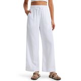 Calças Libin Linen Wide Leg Para Mulheres, Brancas, Tamanho Grande