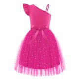 Vestido Arshiner Valentines Para Meninas, Tule De Verão, Rosa Choque