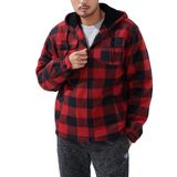 Jaqueta Gary Com Heavy Thick Xadrez Flanela Sherpa Fleece Red Xl
