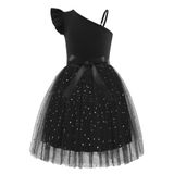 Vestido Feminino Arshiner Summer Tulle Formal Party Preto