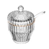 Açucareiro De Cristal Canelado Imperatriz C/fio Dourado C/colher 150g Wolff