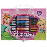 Maleta Para Pintura Princesas 86 Peças 30x21cm - Magic Kids