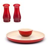 Kit Le Creuset Prato Para Aperitivo Saleiro E Pimenteiro Em Cerâmica 110ml