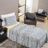 Jogo Cama Lençol Studio Solteiro Malha Estampada 100% Algodão Meninas 3 Peças - Adventure - Cinza