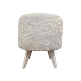 Puff Pé Palito Redondo Não É Segredo Astracan Pelúcia Branco Pés Branco 40x45