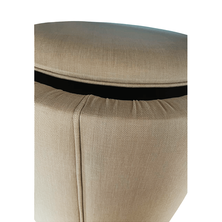 Puff Redondo Baú Não É Segredo Debrum Linho Bege 40x45 Ns0608 - imagem 3