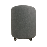 Puff Redondo Não É Segredo Linho Cinza Vazado Rodinha 40x45 Nspr03l-r