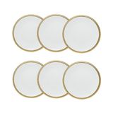 Cj 6 Pratos Rasos De Porcelana Paddy Branco/dourado 27cm Wolff