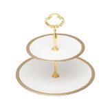 Prato Duplo De Porcelana P/doces Paddy Branco/dourado 24x27cm Wolff
