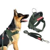 Peitoral Tático Com Guia Para Cachorro - G - Verde-militar