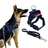 Peitoral Tático Com Guia Para Cachorro - G - Azul Marinho