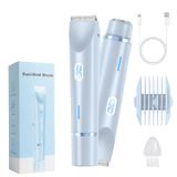 Barbeador Elétrico Feminino Glowshave 2 Em 1, Aparador Corporal Azul