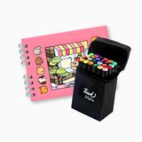 Kit Livro De Colorir Capa Dura + 24 Canetinhas Coloridas Rosa