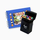 Kit Livro De Colorir Capa Dura + 24 Canetinhas Coloridas- Azul