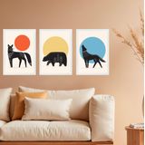Kit 3 Quadros Decorativos Animais Boho 45x34cm - Com Vidro