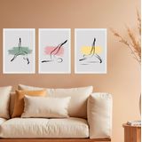 Kit 3 Quadros Decorativos Pilates - Abstratos 33x24cm Vidro