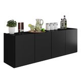 Balcão De Cozinha Suspenso 118cm 4 Portas Monna Preto Z34 - Mpozenato
