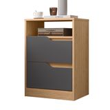 Mesa De Cabeceira 2 Gavetas Sole Flex Freijó/titanium - Albatroz