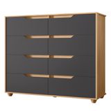 Cômoda Para Quarto 8 Gavetas 136cm Doble Flex Freijó/titanium - Albatroz