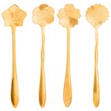 Conjunto De Colheres Para Chá Wolff Flores Em Aço Inox Dourado 4 Peças