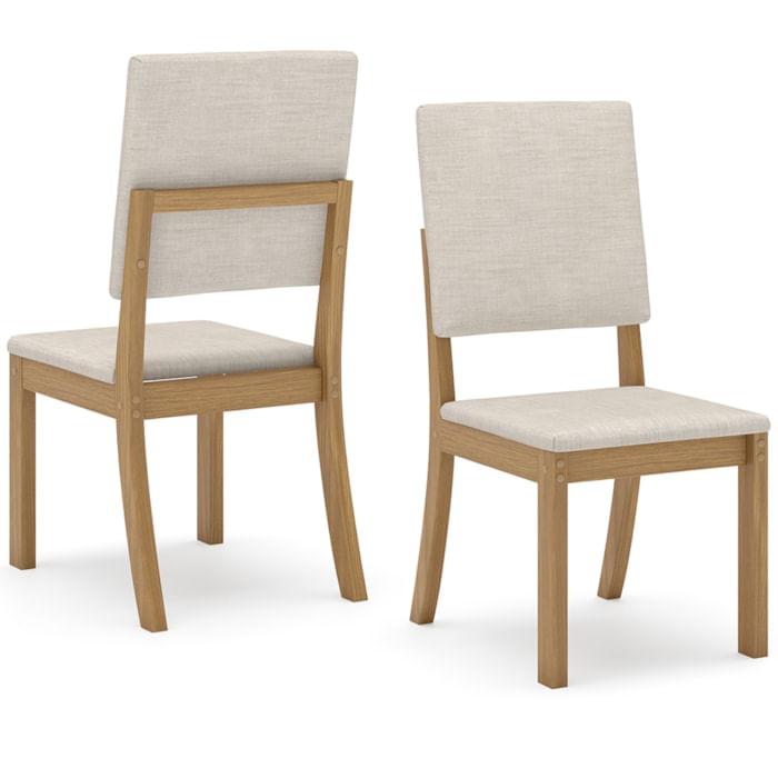 Kit 2 Cadeiras Estofadas Milla Suede Linho Henn