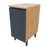 Balcão Bartira Cristal Em Mdp Com 1 Porta, 40cm De Largura - Lâmina De Mel/azul Royal