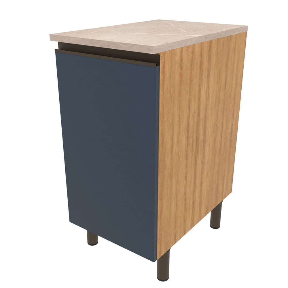 Balcão Bartira Cristal Em Mdp Com 1 Porta, 40cm De Largura - Lâmina De Mel/azul Royal